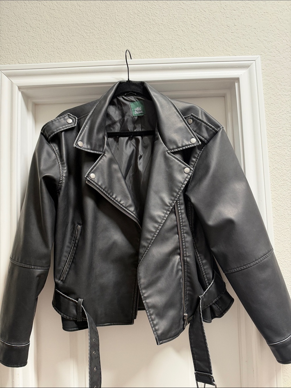 Classic Black Faux Leather Moto Jacket